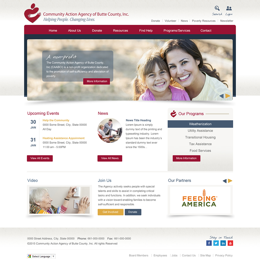 A screenshot preview of CAP Butte County, Inc's new website design.