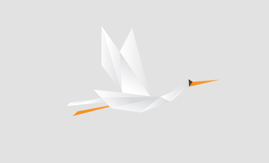 The Bed Sheet Club logo with a white and gray stork flying.