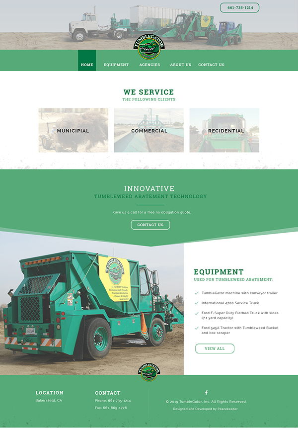 A screenshot preview of Tumble Gator's new website design and development.