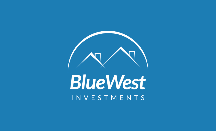 A white Blue West Investments text logo.